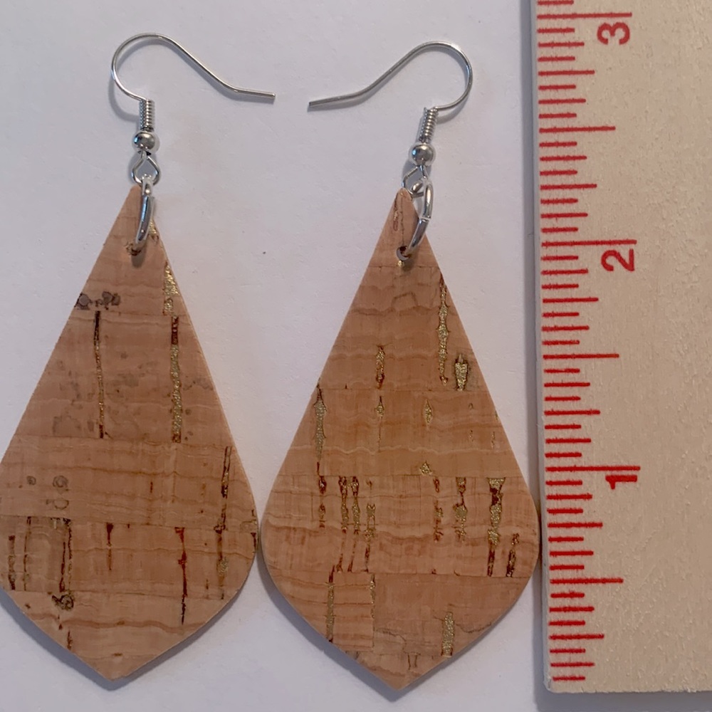 Real Cork Dangle Earrings Fashion Jewelry - Picture 3 of 6